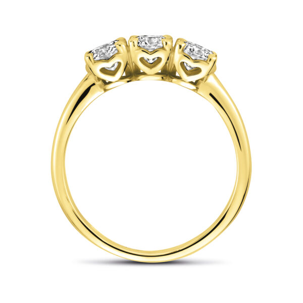 ring trilogie lab grown diamant 0.90ct g vs 14K geelgoud - Afbeelding 3