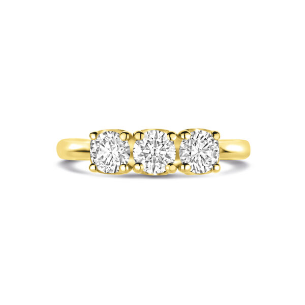 ring trilogie lab grown diamant 0.90ct g vs 14K geelgoud - Afbeelding 4