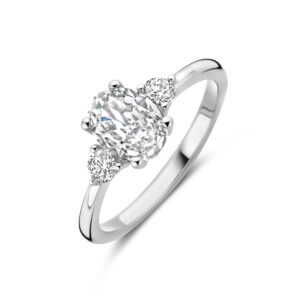 ring trilogie zirkonia 8 x 6 mm zilver gerhodineerd