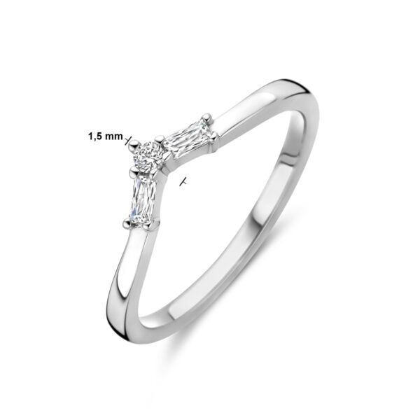 ring v zirkonia zilver gerhodineerd - Afbeelding 4
