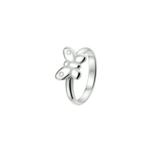 ring vlinder zilver wit