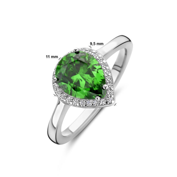 ring wit en groen zirkonia halo zilver gerhodineerd - Afbeelding 4
