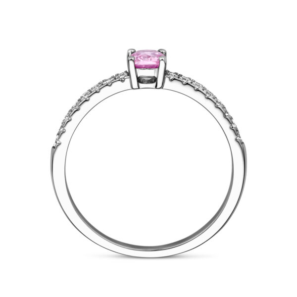 ring wit en roze zirkonia zilver gerhodineerd - Afbeelding 3