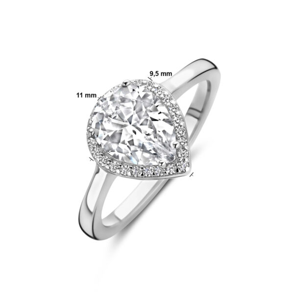 ring wit zirkonia halo zilver gerhodineerd - Afbeelding 4