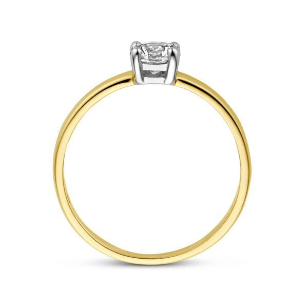 ring zirkonia 14K bicolor goud geel/wit - Afbeelding 2