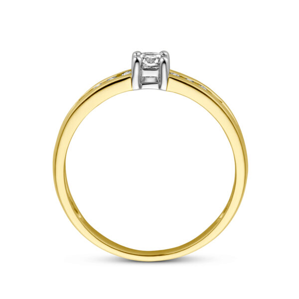 ring zirkonia 14K bicolor goud geel/wit - Afbeelding 2