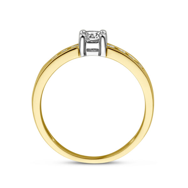 ring zirkonia 14K bicolor goud geel/wit - Afbeelding 2