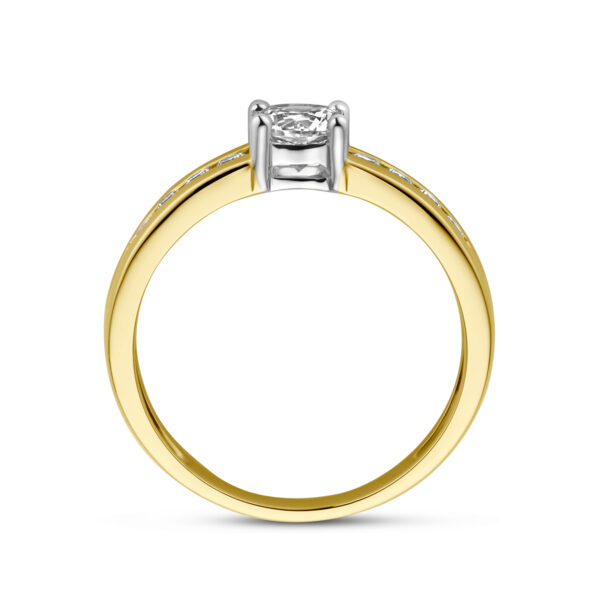 ring zirkonia 14K bicolor goud geel/wit - Afbeelding 2
