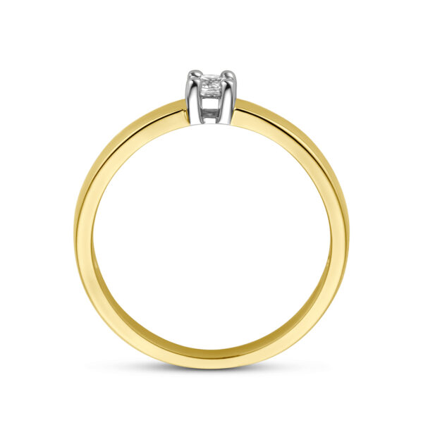 ring zirkonia 14K bicolor goud geel/wit - Afbeelding 2