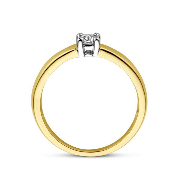 ring zirkonia 14K bicolor goud geel/wit - Afbeelding 2