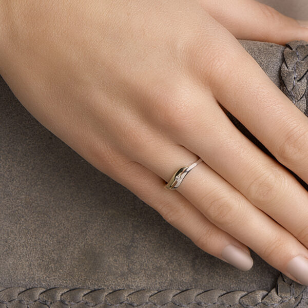 ring zirkonia 14K bicolor goud geel/wit - Afbeelding 2