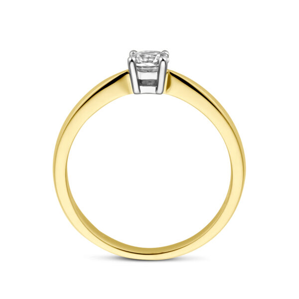 ring zirkonia 14K bicolor goud geel/wit - Afbeelding 2