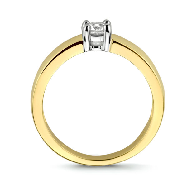 ring zirkonia 14K bicolor goud geel/wit - Afbeelding 2