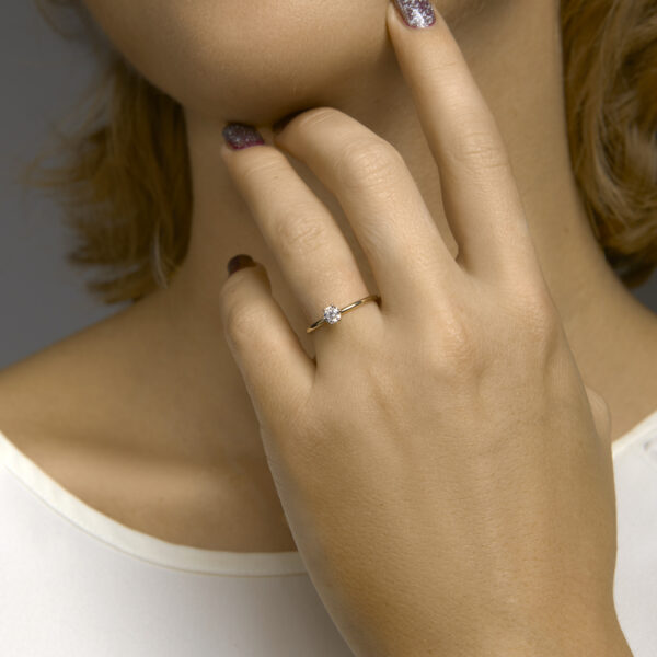 ring zirkonia 14K bicolor goud geel/wit - Afbeelding 2