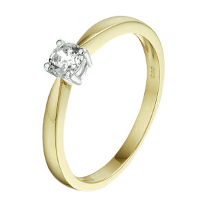 ring zirkonia 14K bicolor goud geel/wit