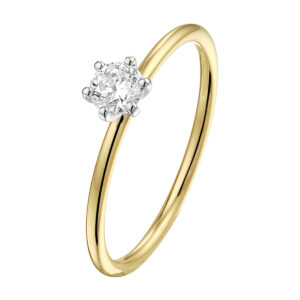 ring zirkonia 14K bicolor goud geel/wit