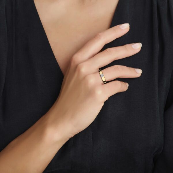 ring zirkonia 14K bicolor goud geel/wit - Afbeelding 3