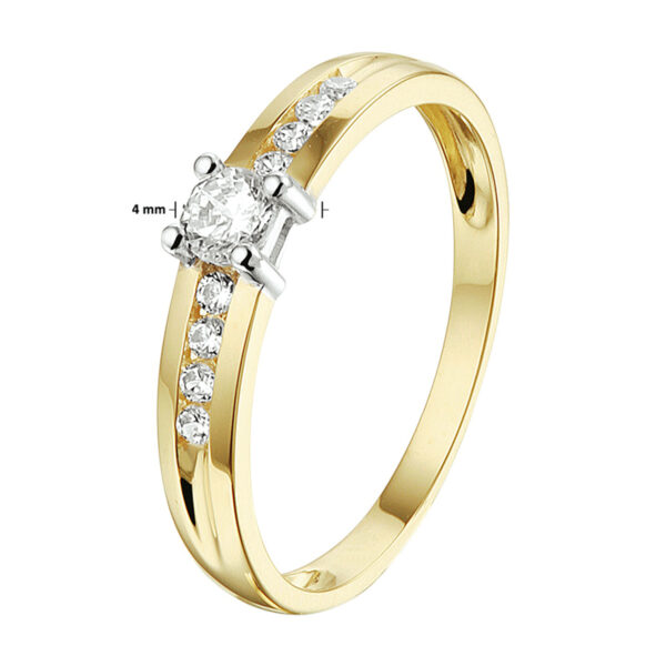 ring zirkonia 14K bicolor goud geel/wit - Afbeelding 3