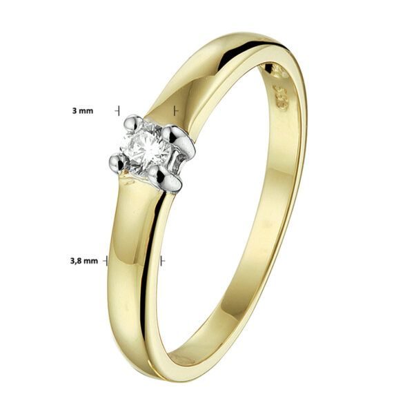 ring zirkonia 14K bicolor goud geel/wit - Afbeelding 3