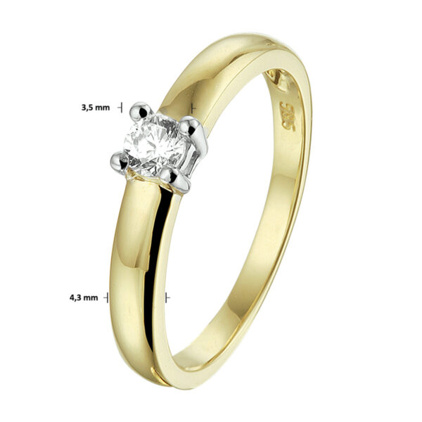 ring zirkonia 14K bicolor goud geel/wit - Afbeelding 3
