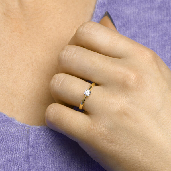 ring zirkonia 14K bicolor goud geel/wit - Afbeelding 3