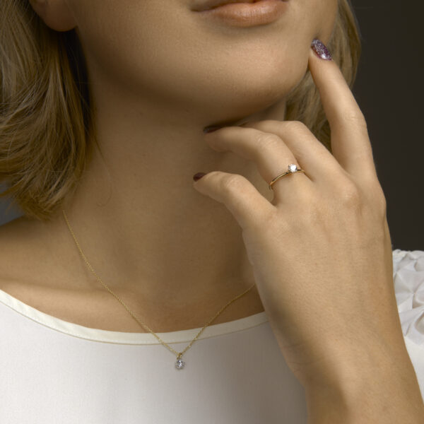 ring zirkonia 14K bicolor goud geel/wit - Afbeelding 3