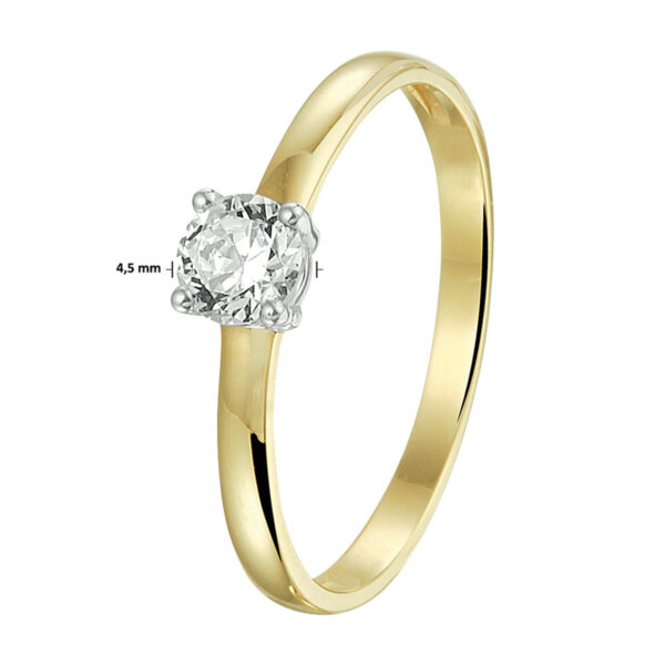 ring zirkonia 14K bicolor goud geel/wit - Afbeelding 3