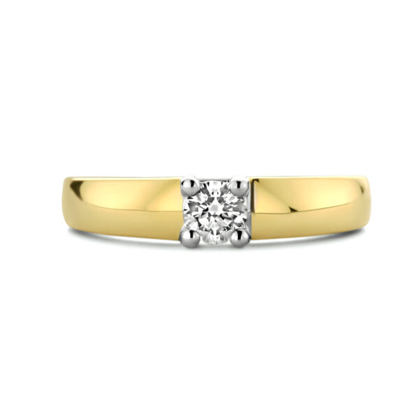 ring zirkonia 14K bicolor goud geel/wit - Afbeelding 4
