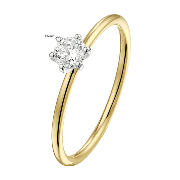 ring zirkonia 14K bicolor goud geel/wit - Afbeelding 4
