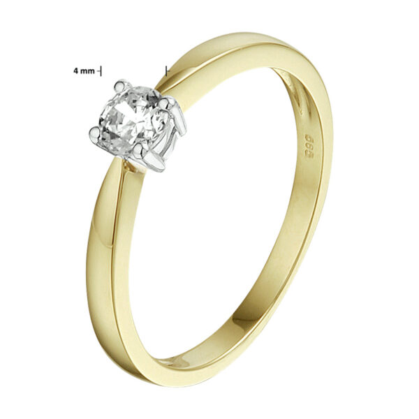 ring zirkonia 14K bicolor goud geel/wit - Afbeelding 4