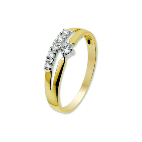 ring zirkonia 14K bicolor goud geel/wit