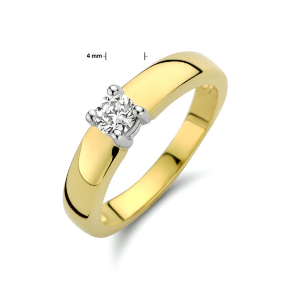 ring zirkonia 14K bicolor goud geel/wit - Afbeelding 5