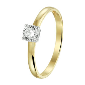 ring zirkonia 14K bicolor goud geel/wit