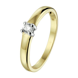 ring zirkonia 14K bicolor goud geel/wit