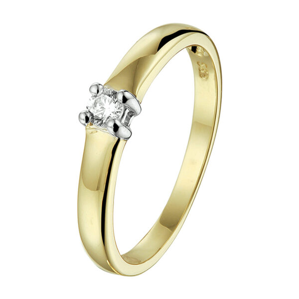 ring zirkonia 14K bicolor goud geel/wit