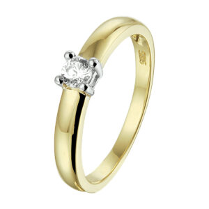 ring zirkonia 14K bicolor goud geel/wit