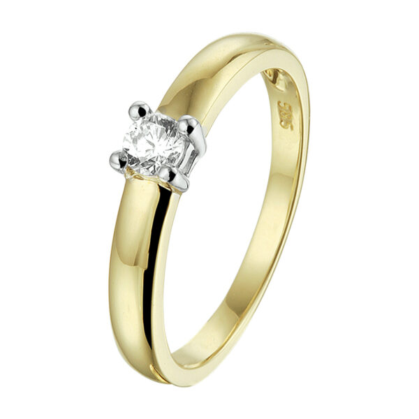 ring zirkonia 14K bicolor goud geel/wit