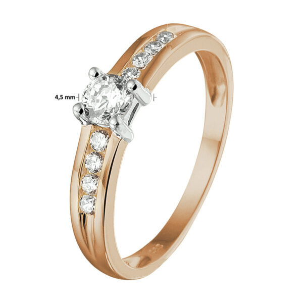 ring zirkonia 14K bicolor goud rosé/wit - Afbeelding 3