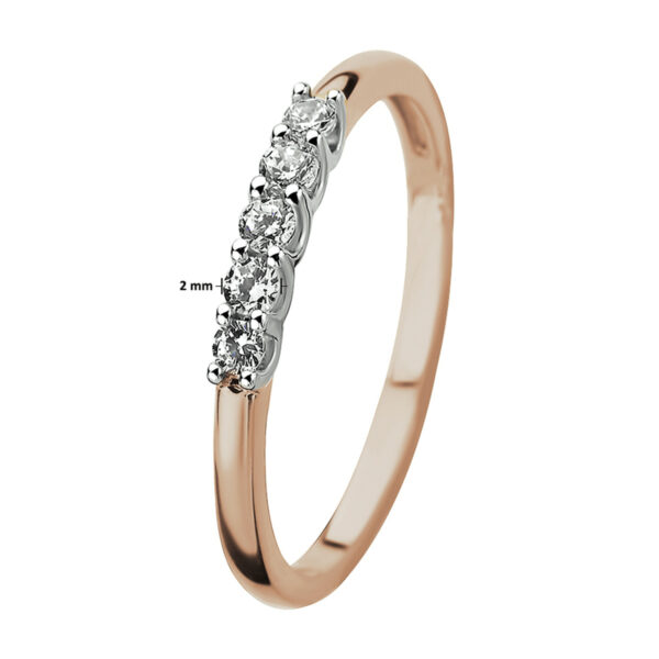 ring zirkonia 14K bicolor goud rosé/wit - Afbeelding 3