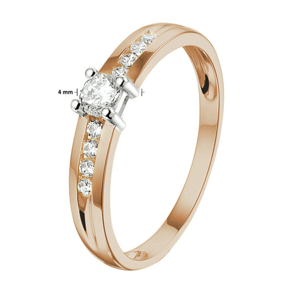 ring zirkonia 14K bicolor goud rosé/wit - Afbeelding 3