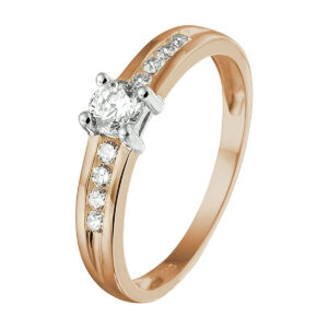 ring zirkonia 14K bicolor goud rosé/wit