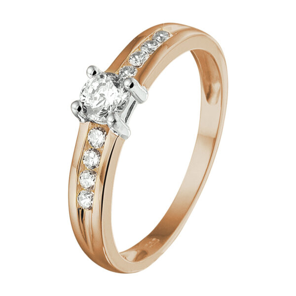 ring zirkonia 14K bicolor goud rosé/wit