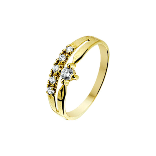 ring zirkonia 14K geelgoud - Afbeelding 2