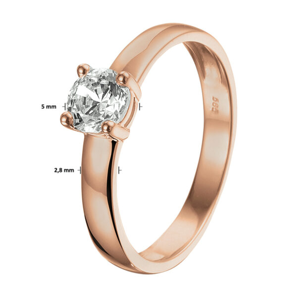 ring zirkonia 14K roségoud - Afbeelding 3