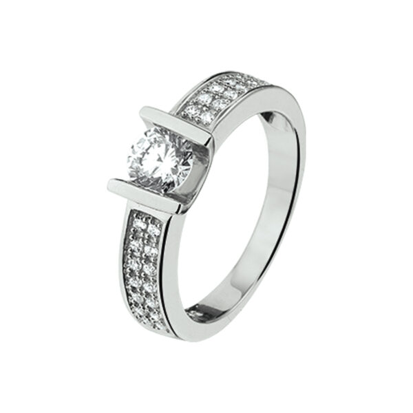 ring zirkonia 6,6 mm zilver gerhodineerd - Afbeelding 2