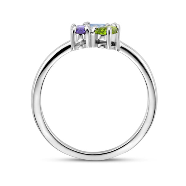 ring zirkonia en synth. edelstenen zilver gerhodineerd - Afbeelding 3