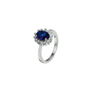 ring zirkonia en synthetische saffier zilver gerhodineerd