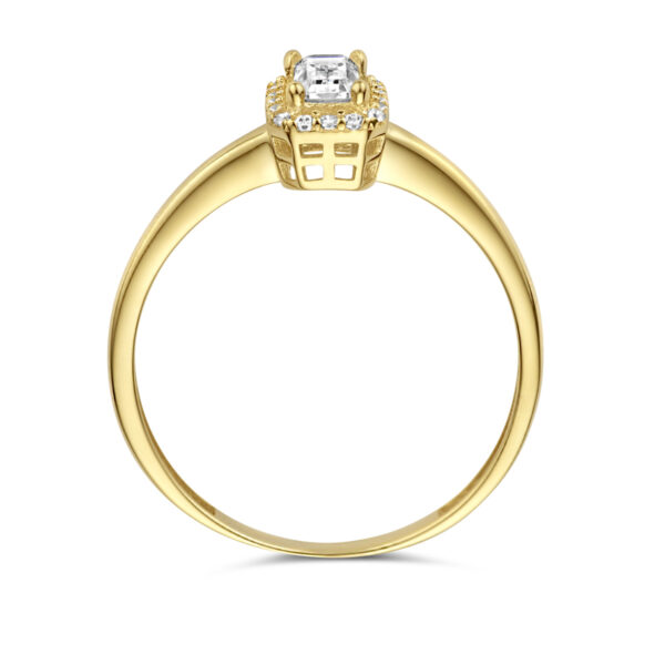 ring zirkonia halo 14K geelgoud - Afbeelding 4