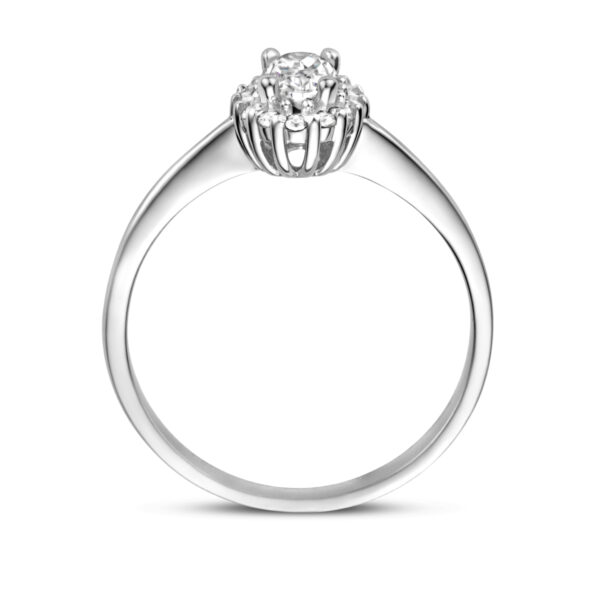 ring zirkonia halo zilver gerhodineerd - Afbeelding 2