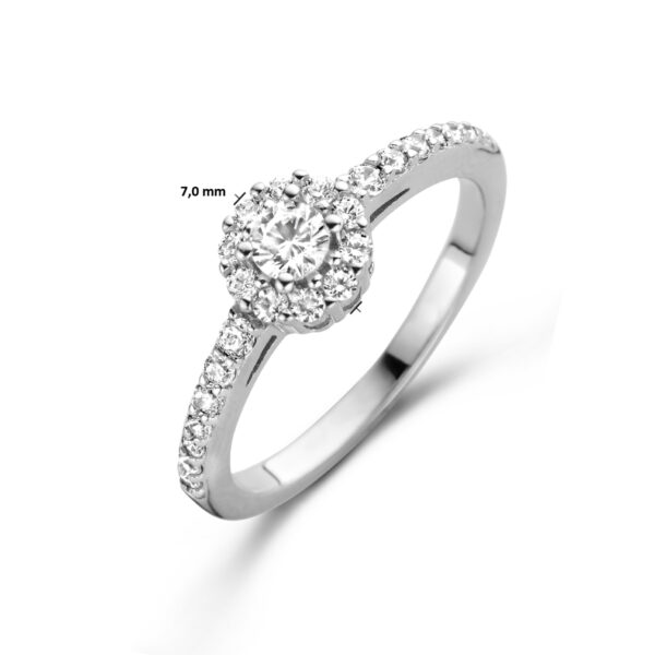 ring zirkonia halo zilver gerhodineerd - Afbeelding 4